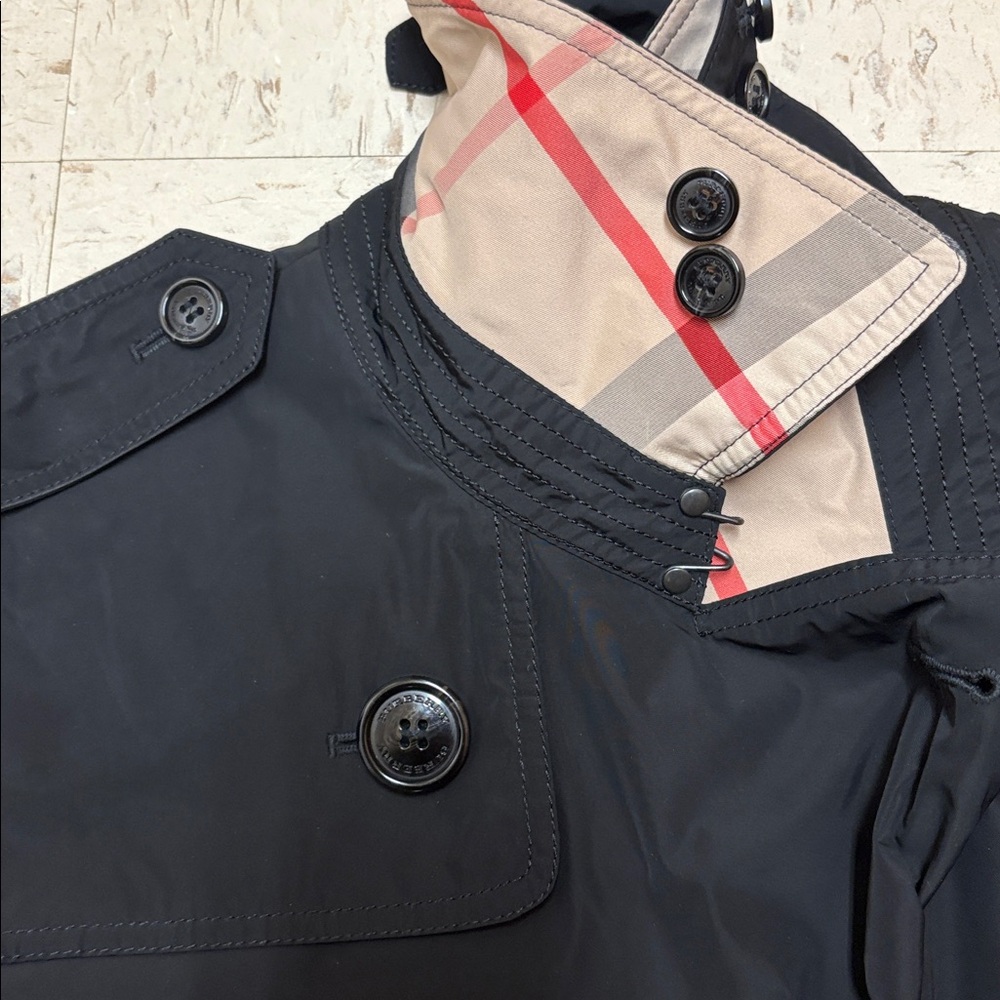 BURBERRY BRIT Men's Black Double-Breasted Trench Coat Size M - Picture 15 of 16